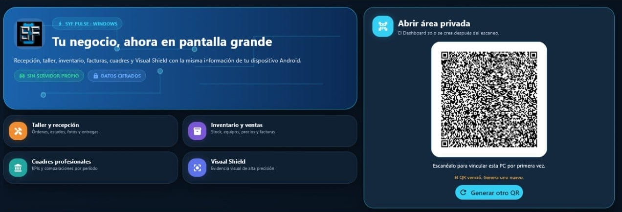 SYF PULSE para Windows con dashboard y QR de vinculación local